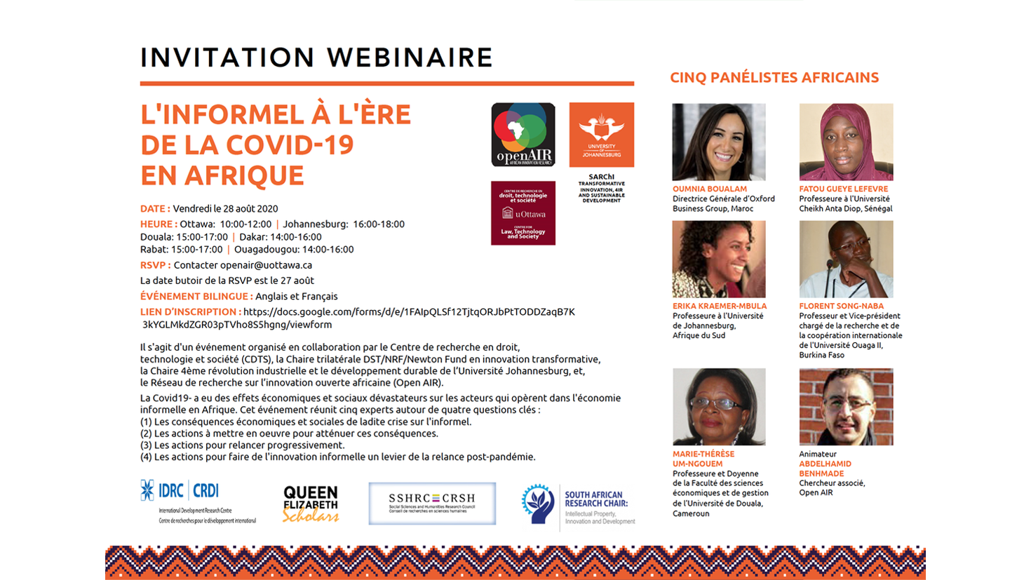 Affiche de l'événement L'informel à l'ère de la COVID-19 en Afrique