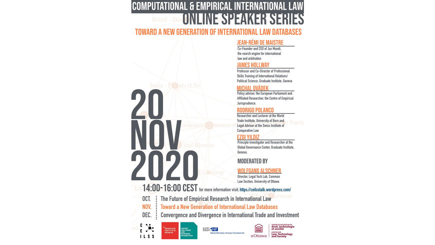 Affiche de l'événement Toward a New Generation of International Law Databases