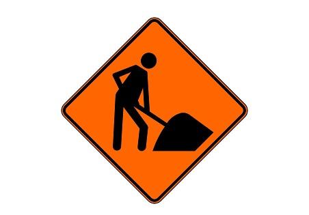 Signalisation de travaux (panneau en losange orange)