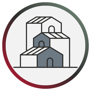 Illustration de trois maisons imbriquées. 