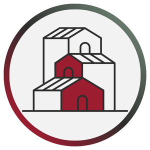 Illustration de trois maisons imbriquées.