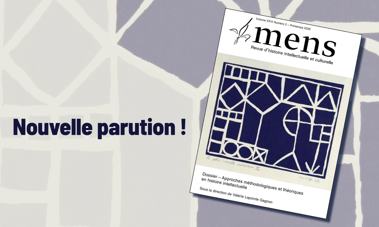Visuel de la parution du vol. 26 no 2 de la revue Mens