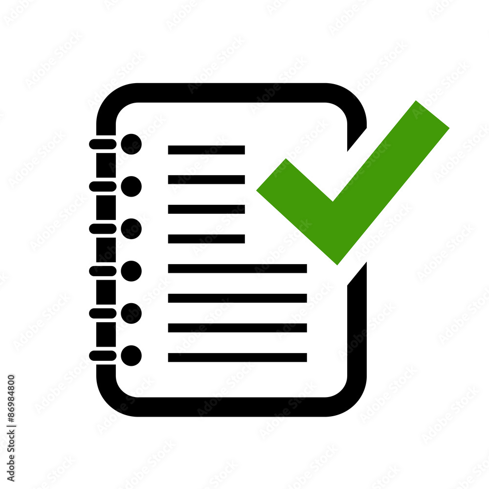 icon of a document with a green checkmark