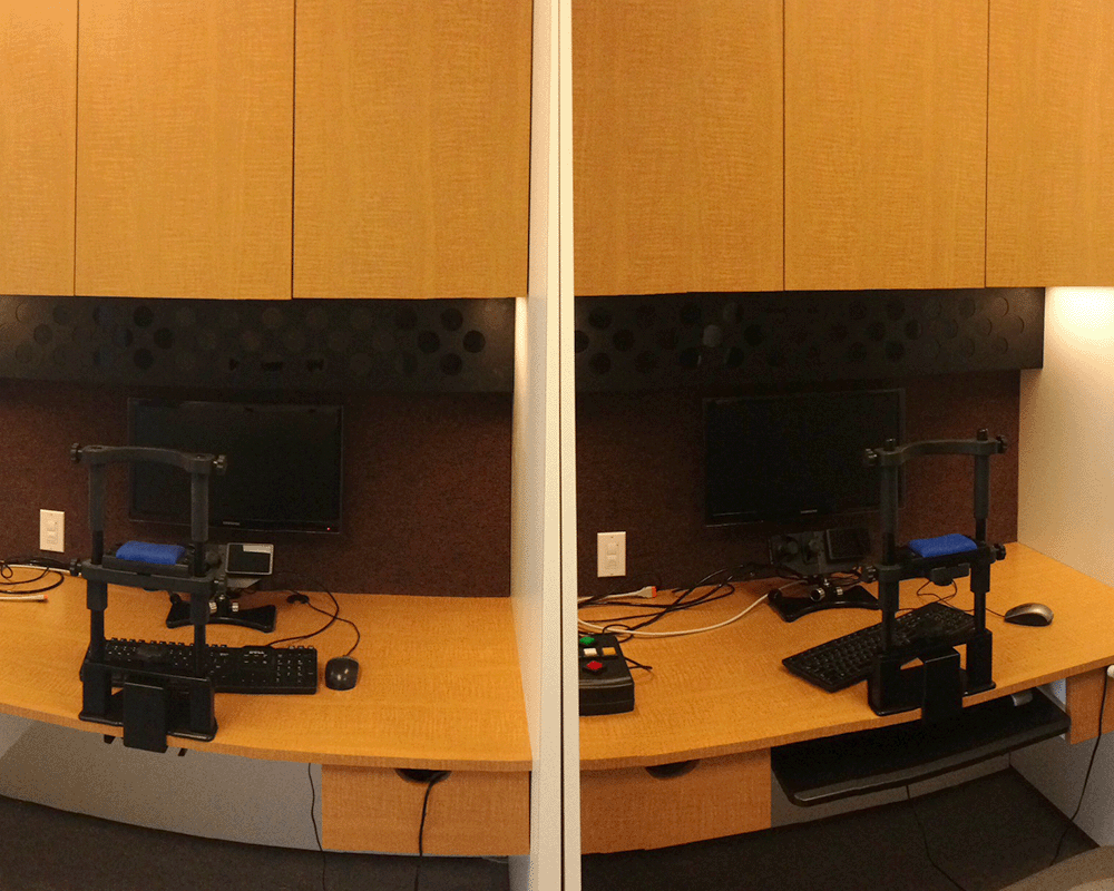 Two work station with eye tracking equipment.