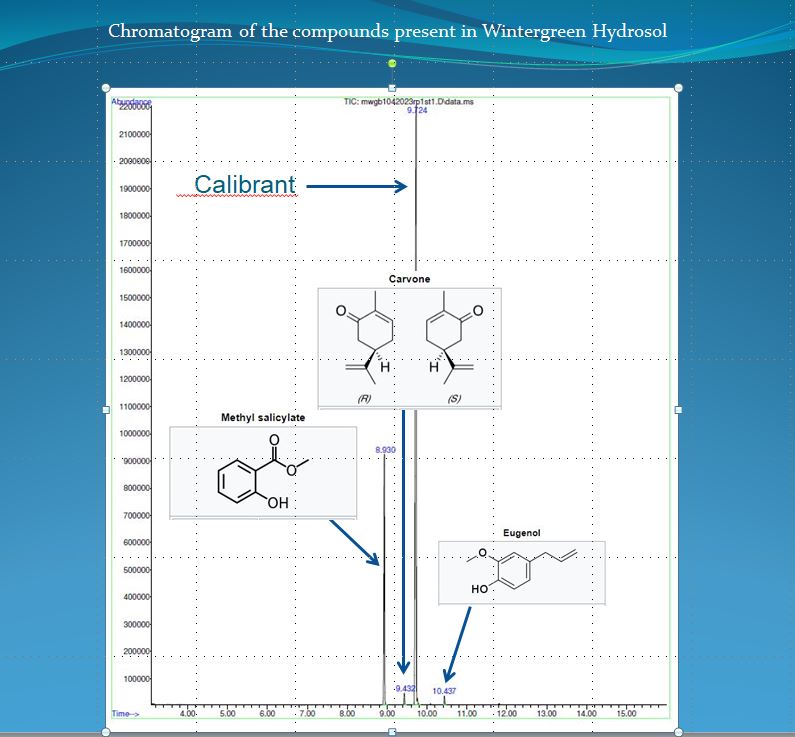 Chromatogram of compounds in wintergreen