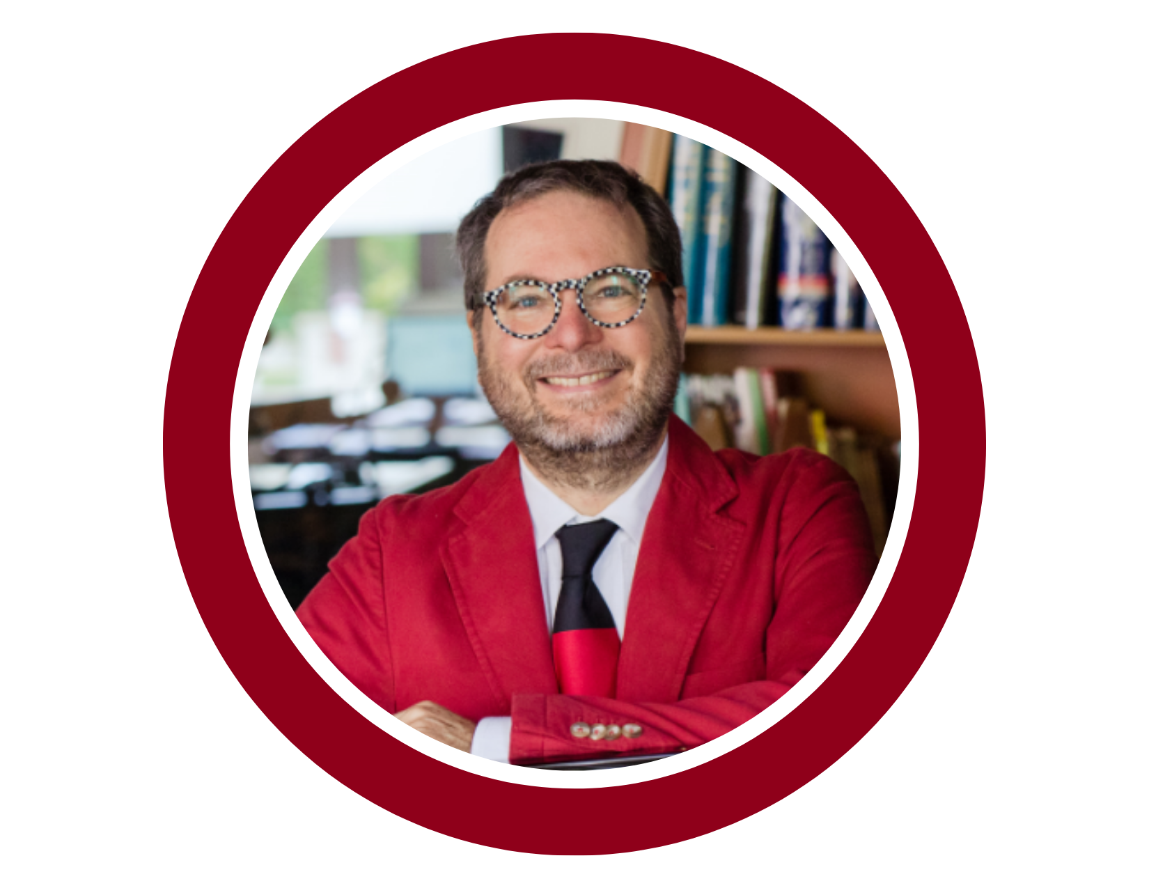 Image of Dr. Gilles Comeau in a circular red frame.