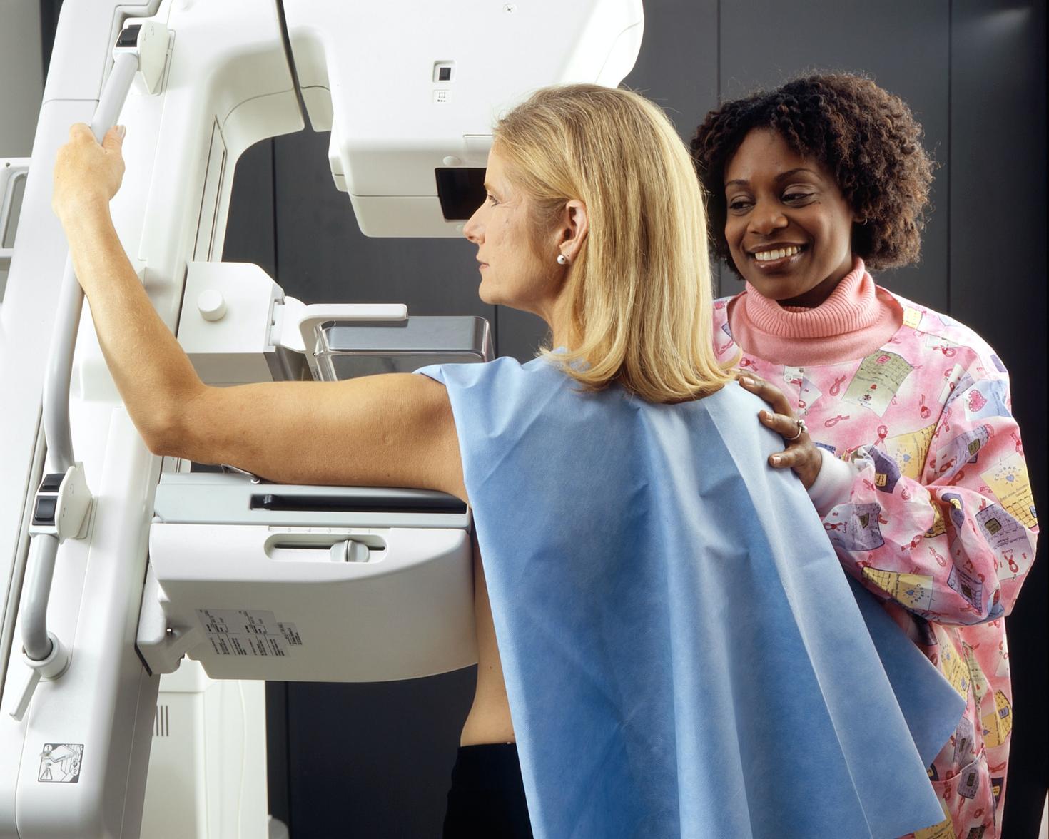 Woman undergoing breast cancer screening