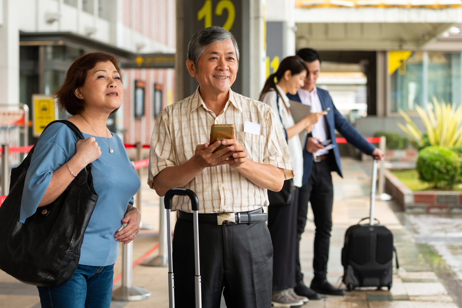 man and woman at airport