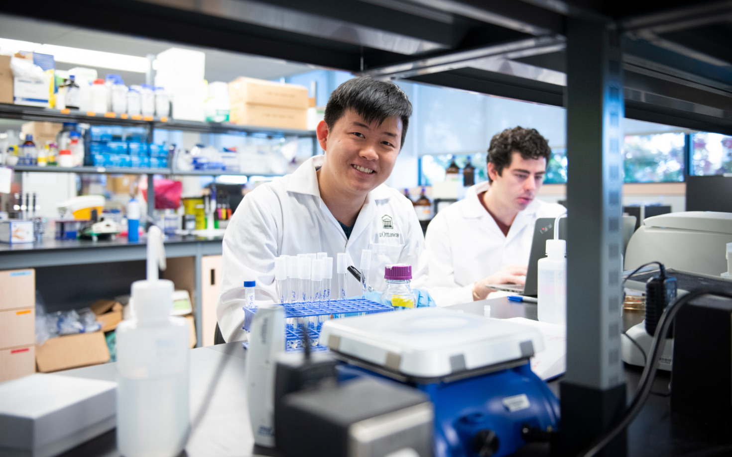 Researchers in lab.