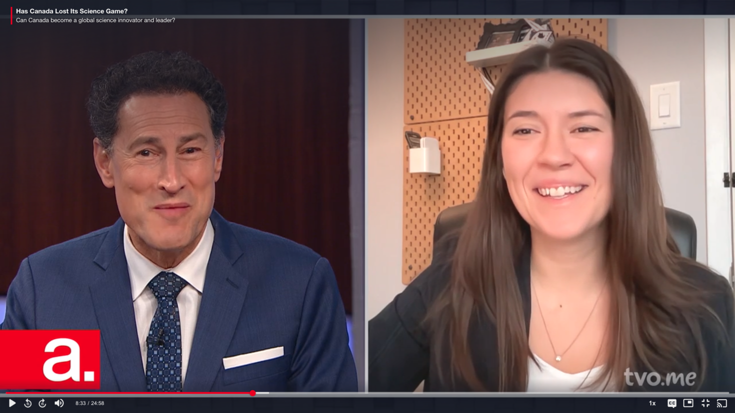 OSPN President Sarah Laframboise speaking on TVO's The Agenda with Steven Paikin.