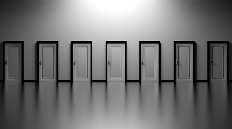 A series of unopened doors. 