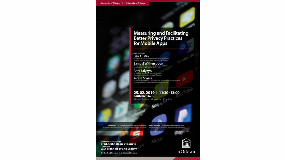 Poster for the event Measuring and Facilitating Better Privacy Practices for Mobile Apps