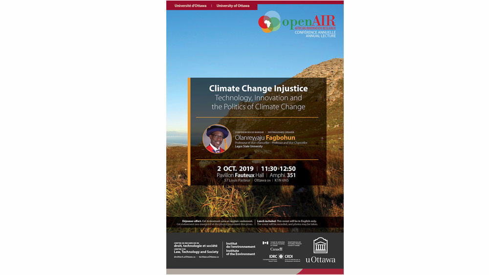 Poster for the event Olanrewaju Fagbohun : Climate Change Injustice