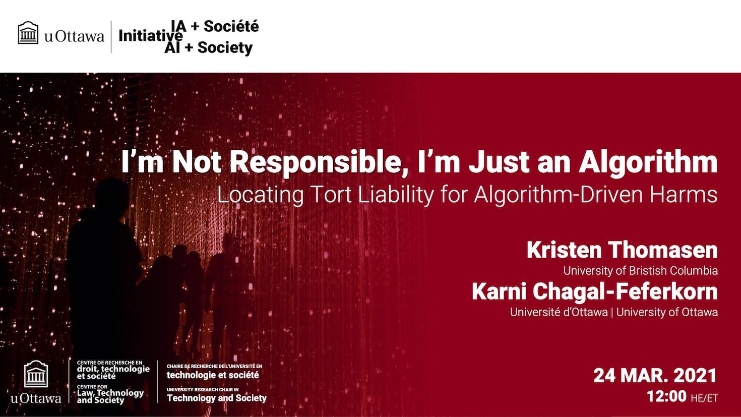 Poster for the event I’m Not Responsible, I’m Just An Algorithm