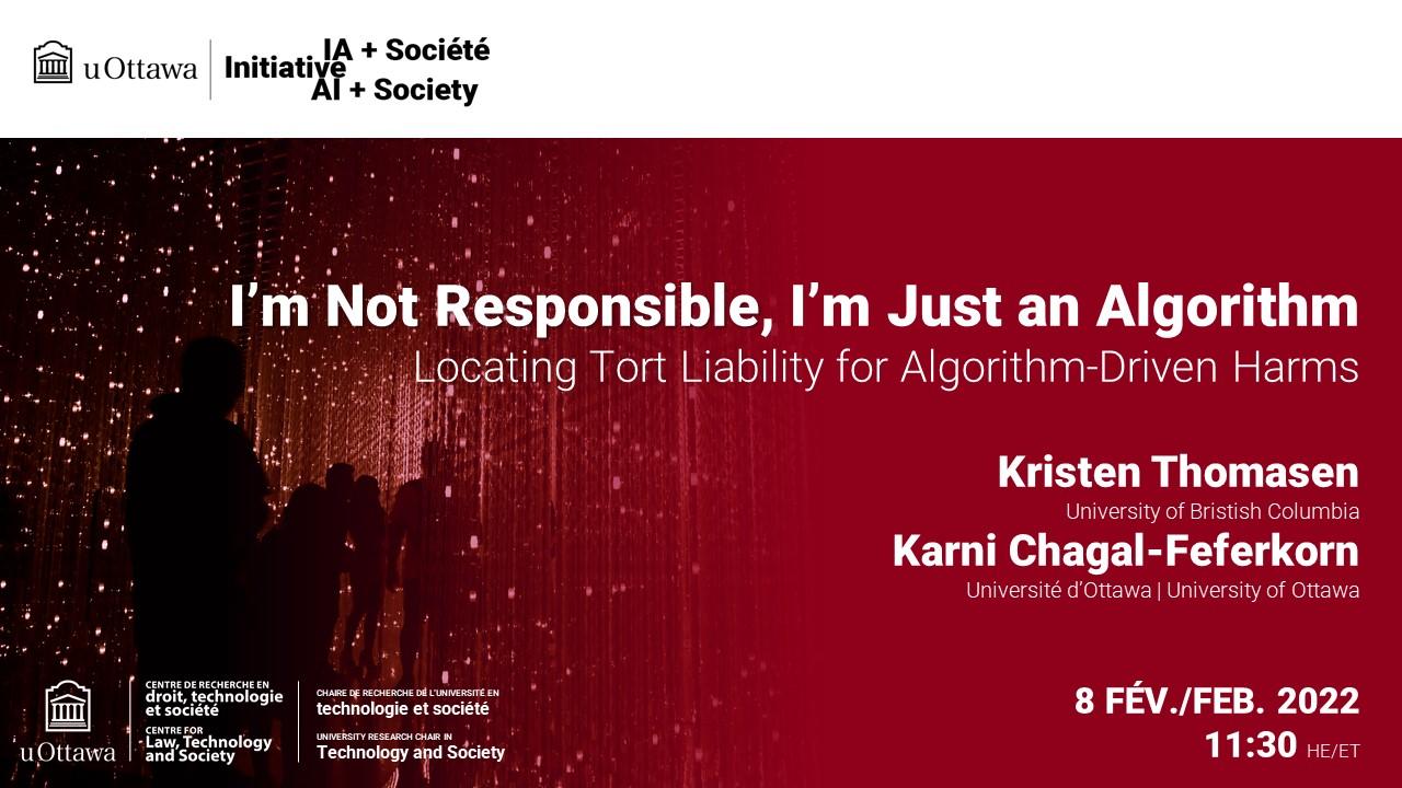 Poster for the event I’m Not Responsible, I’m Just An Algorithm