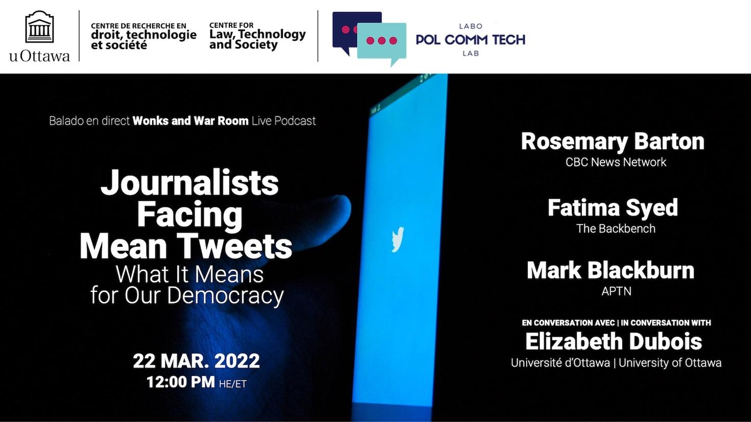 Poster for the presentation Journalists facing mean tweets