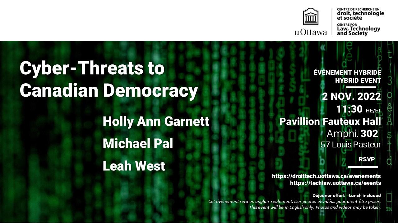 Poster for event Cyber-Threats to Canadian Democracy