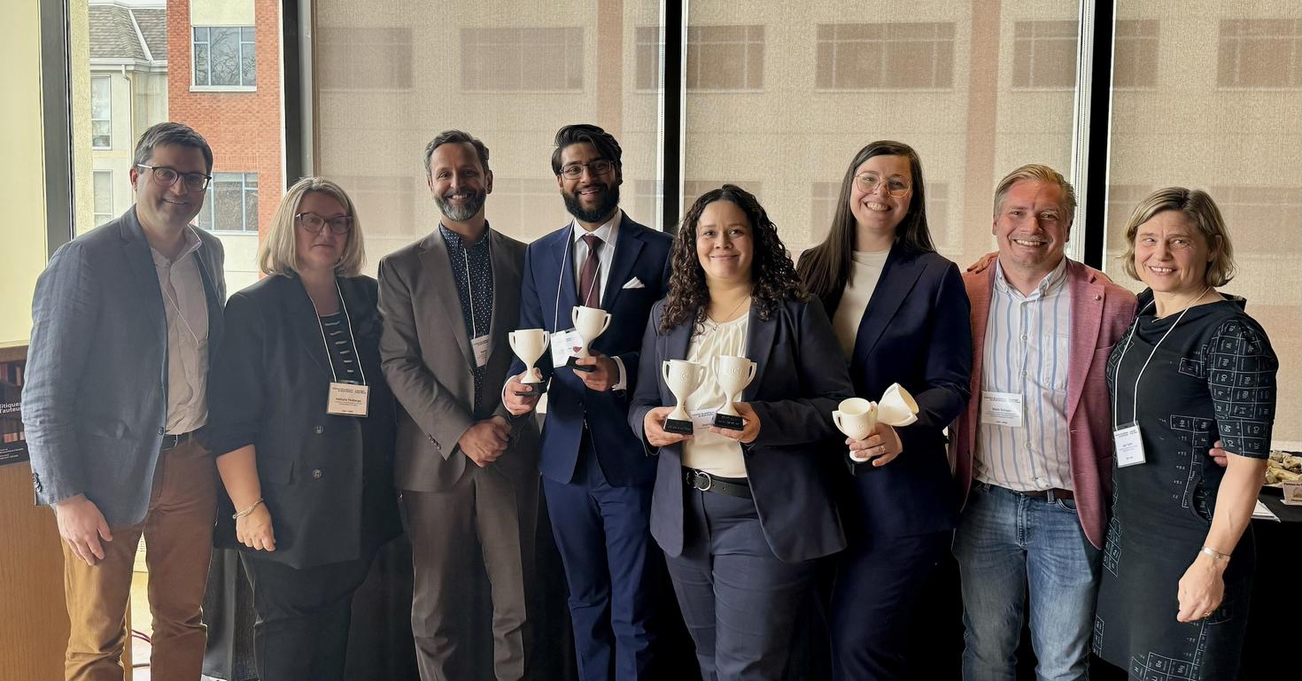 Winning team and judges at the 2024 Copyright Policy Moot