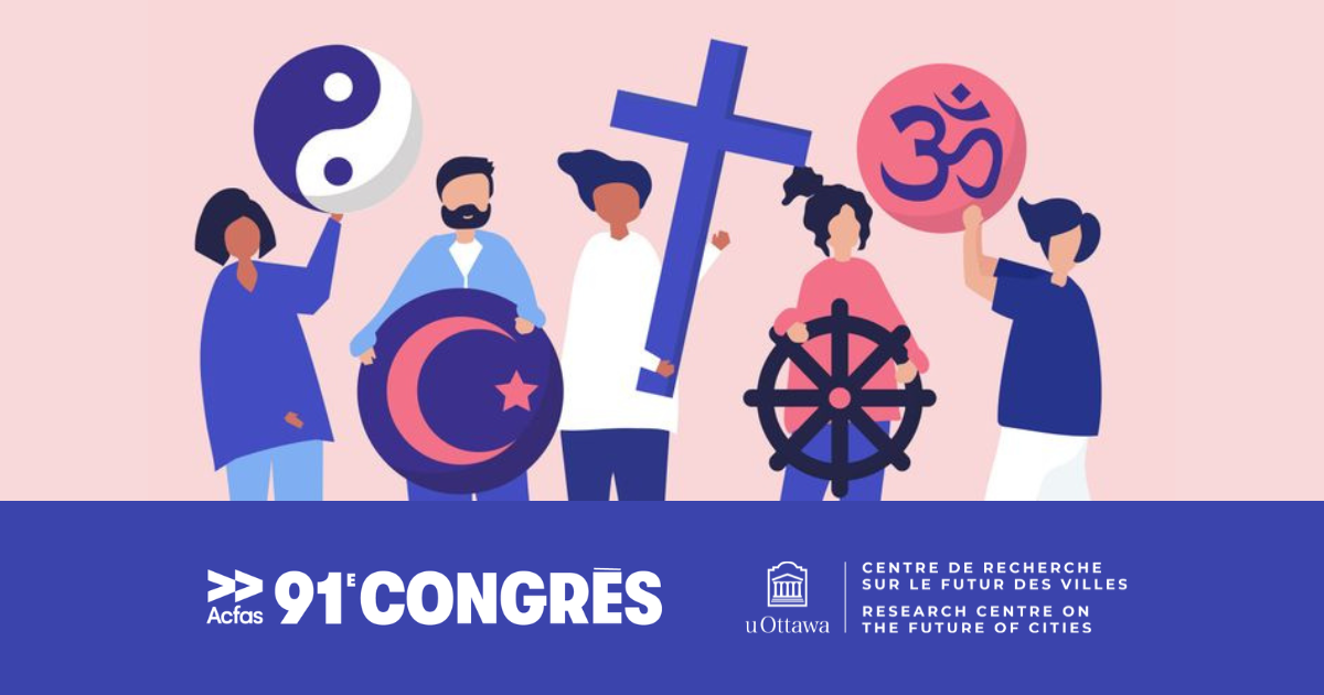 drawing of people holding different religious symbols