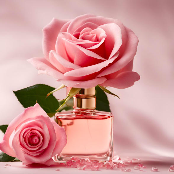 roses in a fragrance jar