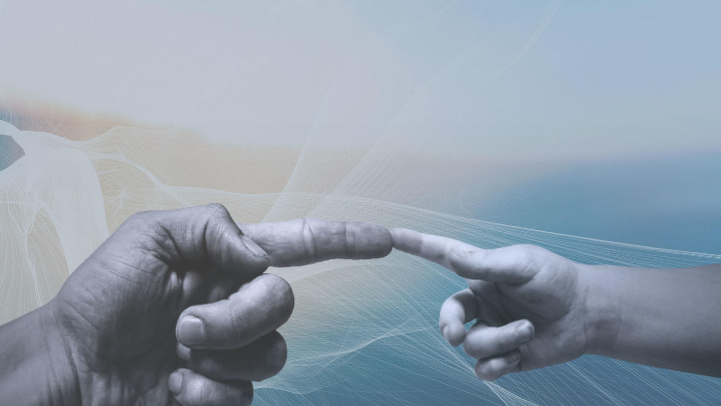 Hand of an adult and child interconnecting.