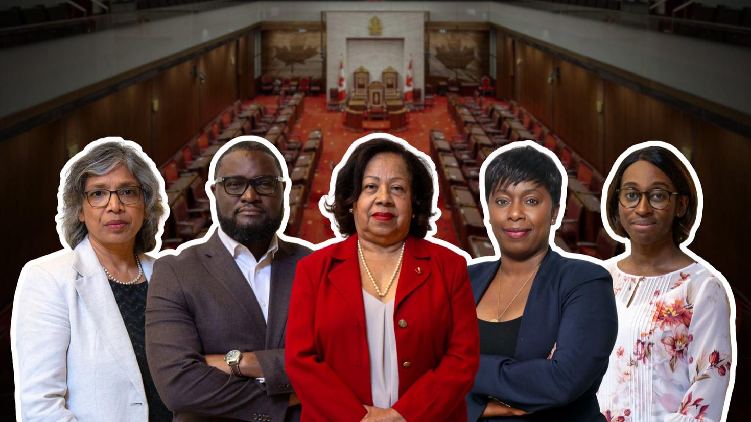 From left to right: Smita Pakhale, Jude Mary Cénat, The Honourable Marie-Françoise Mégie, Senator, Biba Tinga and Ewurabena Simpson