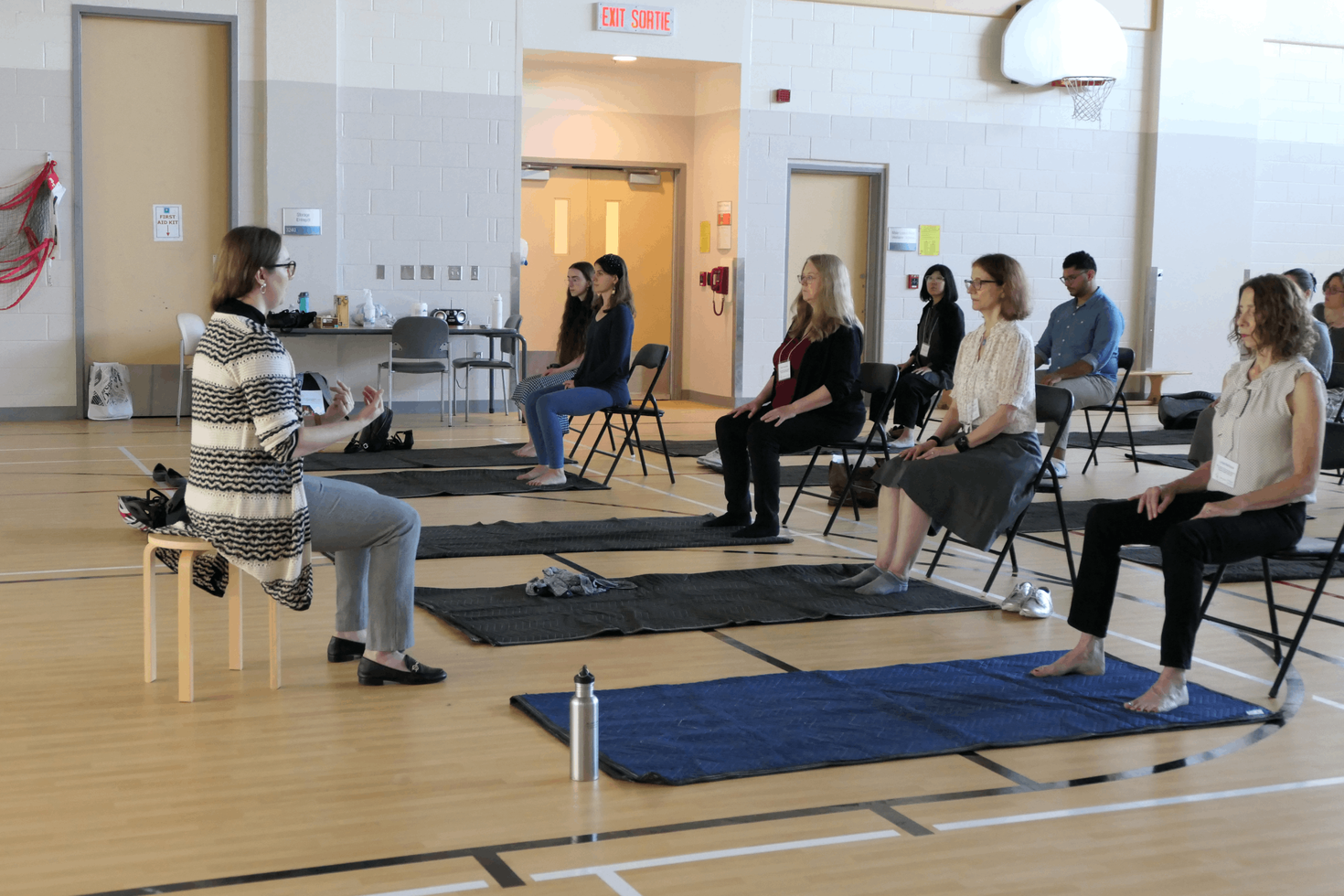 Participants in a Feldenkrais class.