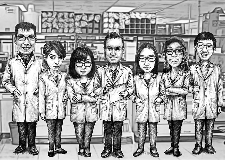 The Russell Lab Team in Caricature