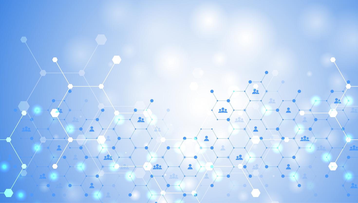 Global human network and connection concept with hexagon shapes.