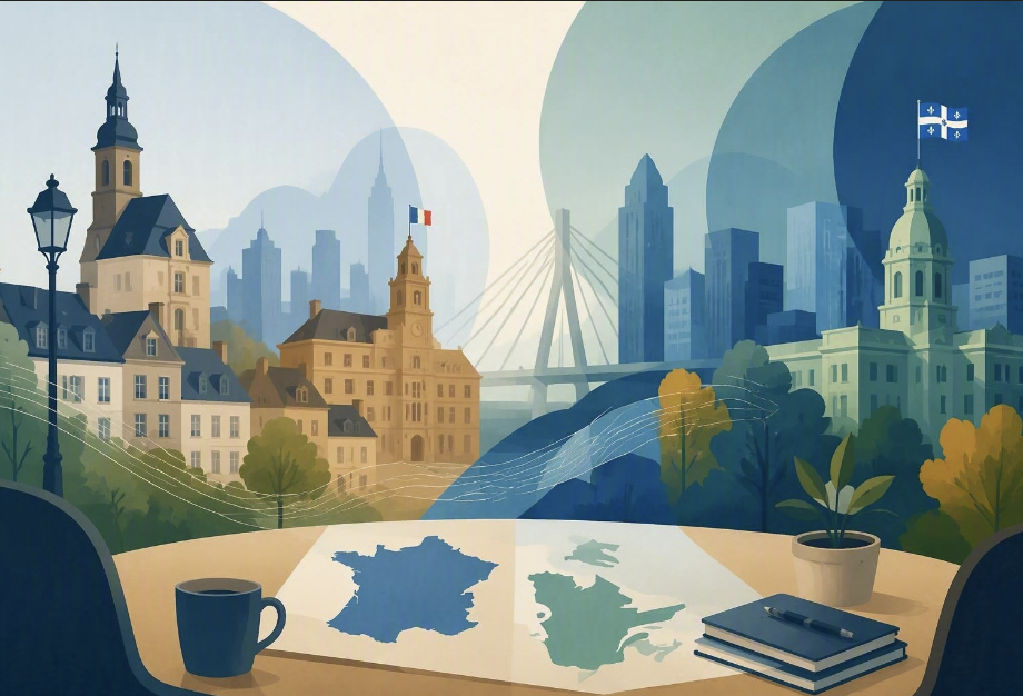Illustration of Quebec and France