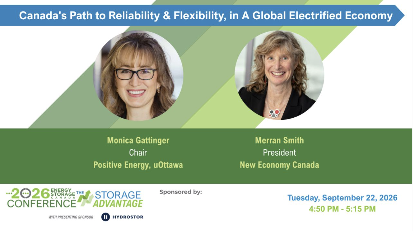 2026 Energy Storage conference poster with Monica Gattinger and Merran Smith