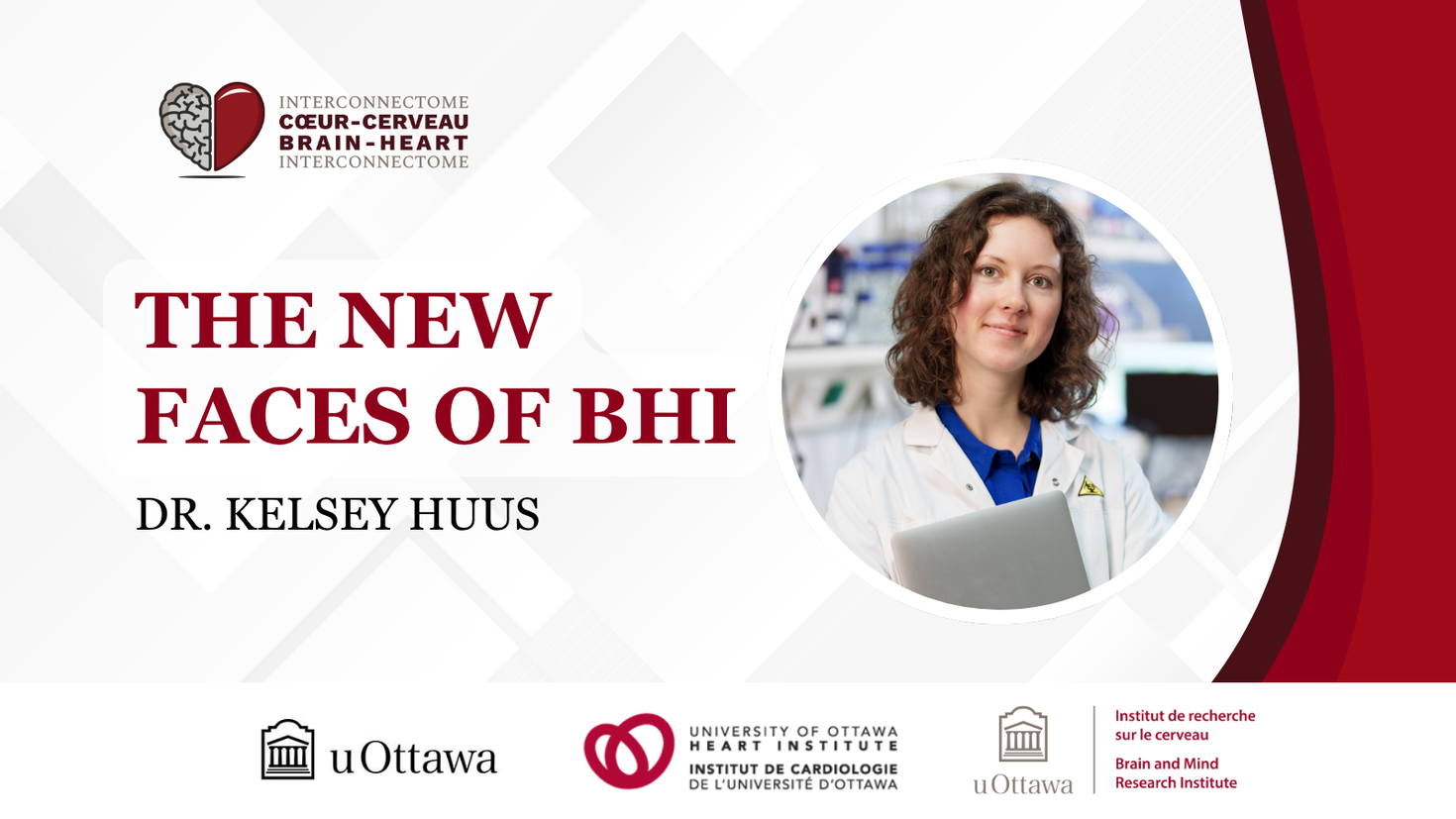 The new faces of BHI banner. Photo of Dr. Kelsey Huus.