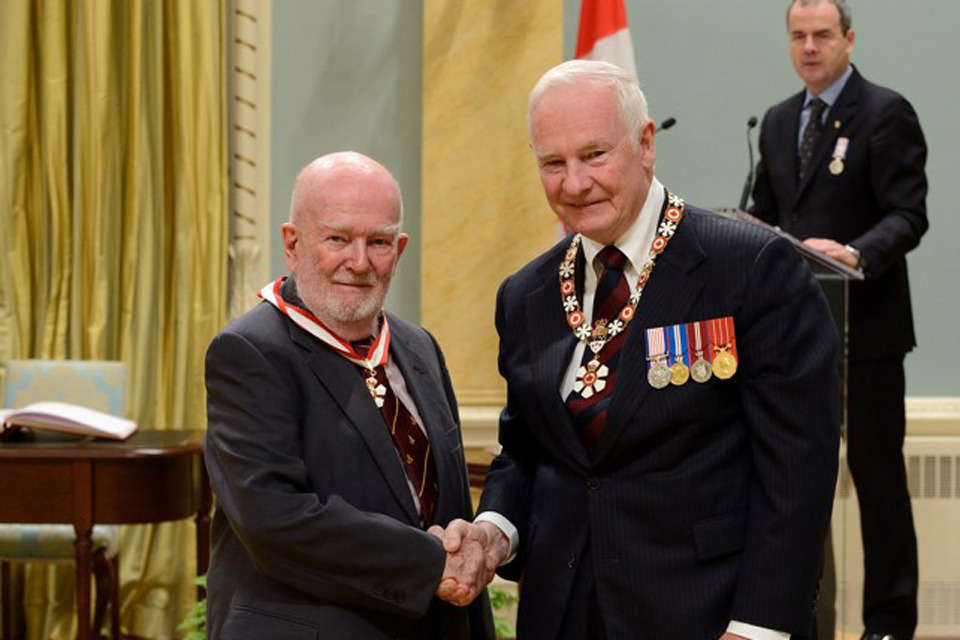 Dr. John Last being presented the honour of Officer of the Order of Canada by His Excellency the Right Honourable David Johnston.
