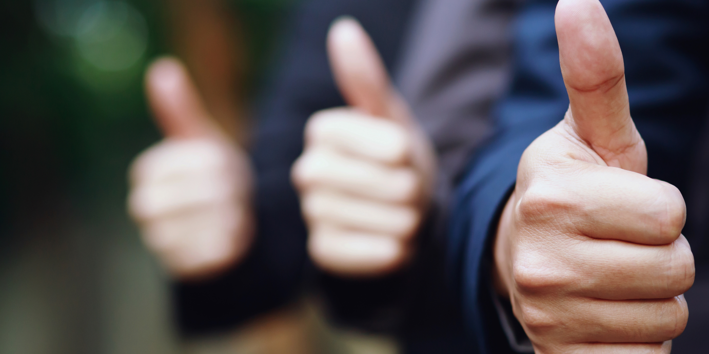three thumbs up in a row
