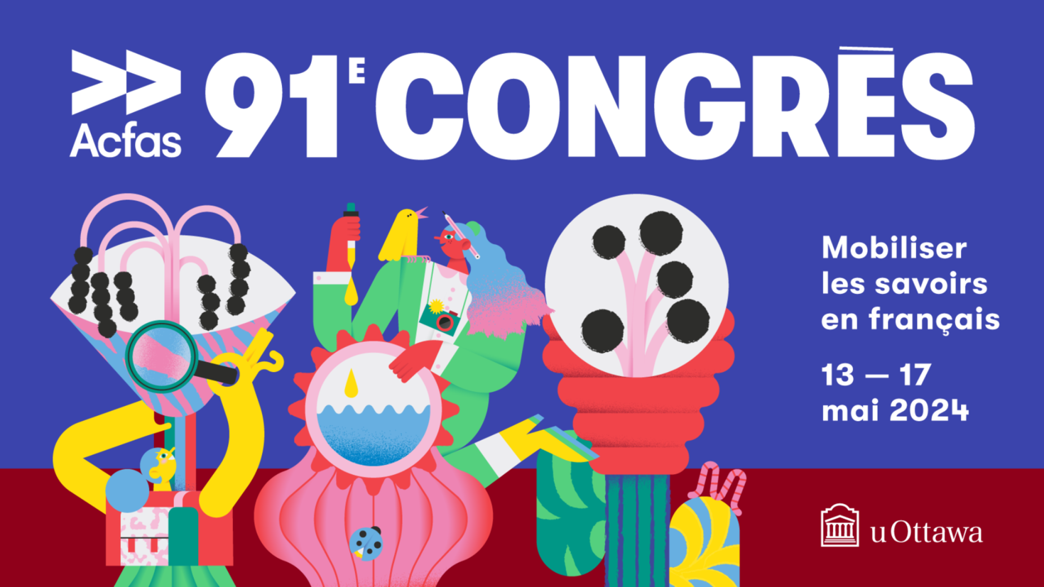 An illustration to promote the 91st Acfas Congress