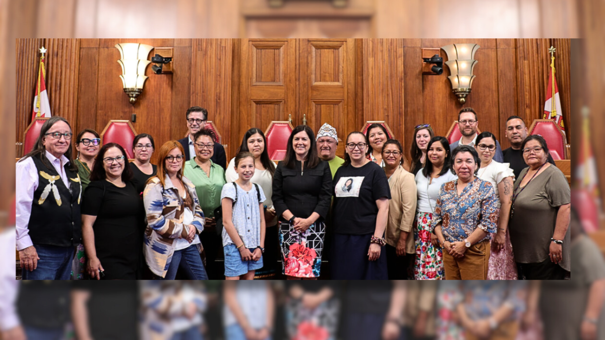 Group of Indigenous law students at the Supreme Court with the Honourable Justice O’Bonsawin