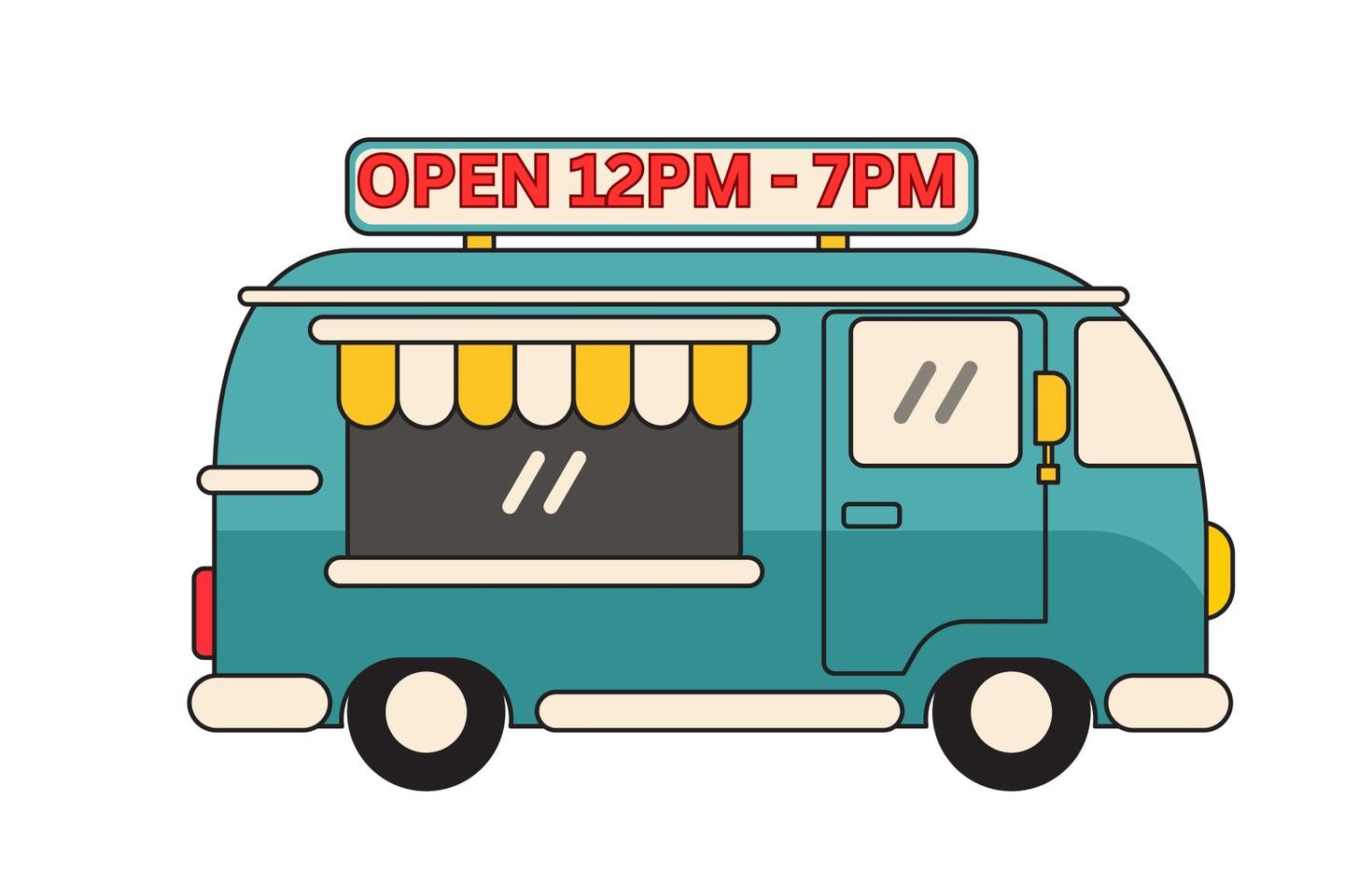 cartoon drawing of a food truck