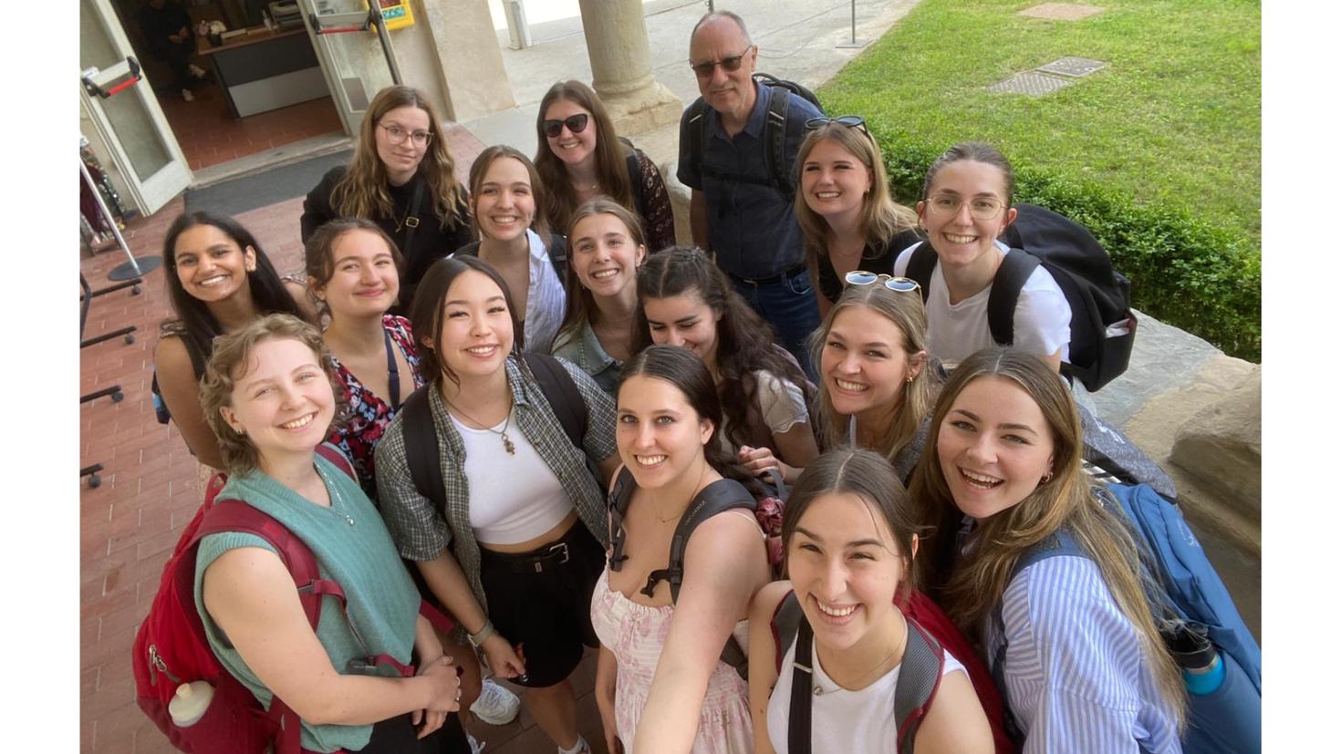 group of psychology students with professor Giorgio A. Tasca