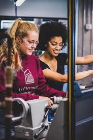Two students working in engineering lab