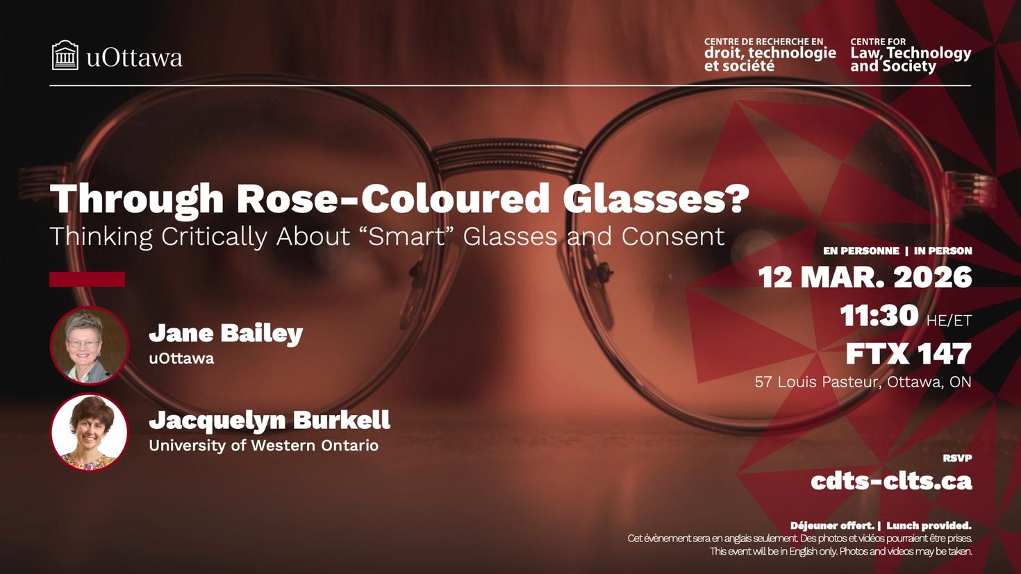 Someone looking through a pair of glasses.