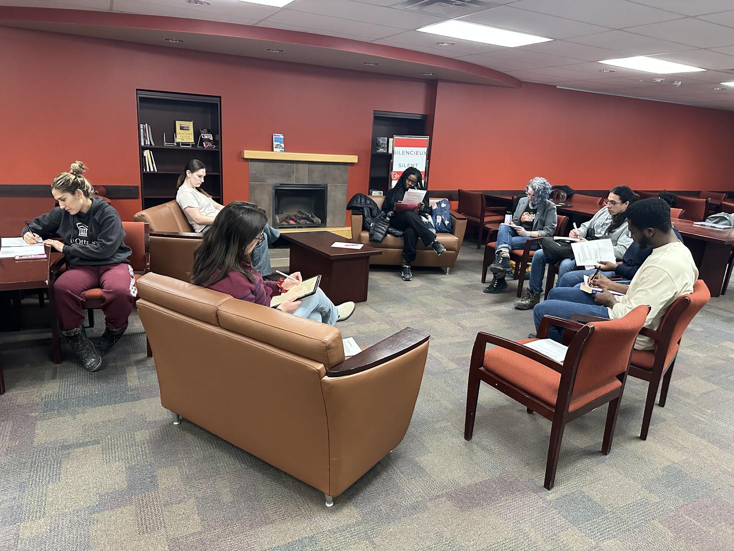 A group of students working