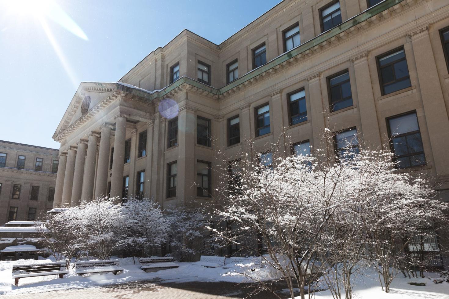 Tabaret Hall in the winter.