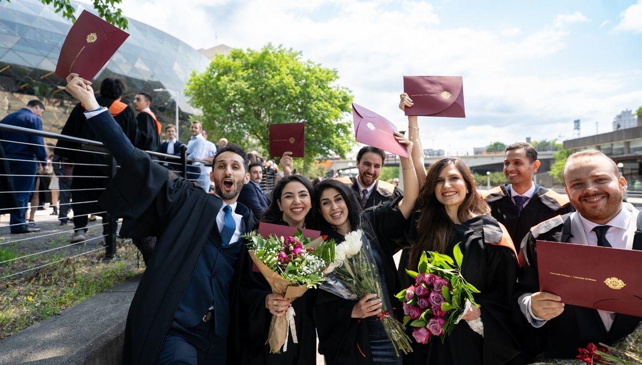 A group of students celebrating