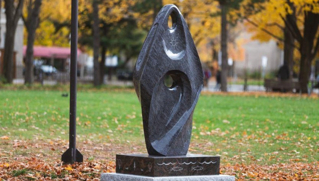 She Dances with the Earth, Water, and Sky sculpture by Mohawk and Oneida artist David General.