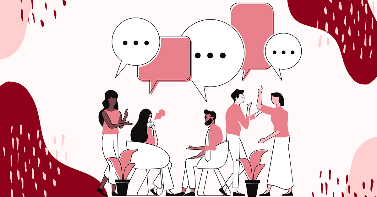 Illustration d'un groupe de personnes en train de parler