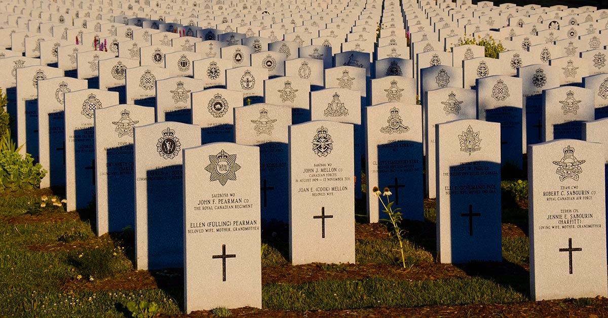 Rows of tombstones