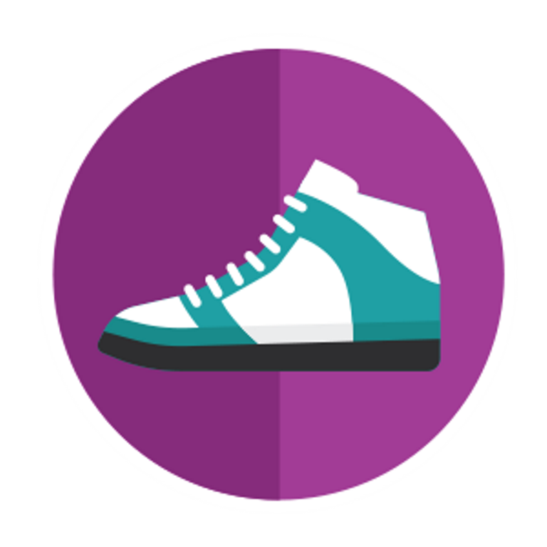 Comic-style illustration of a two-toned gym shoe