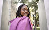 Smiling young black girl named Ama Ouattara on the University of Ottawa campus