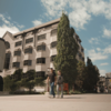 Students walking on campus