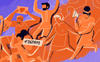 graphic illustration of people protesting with the hashtag 16 days